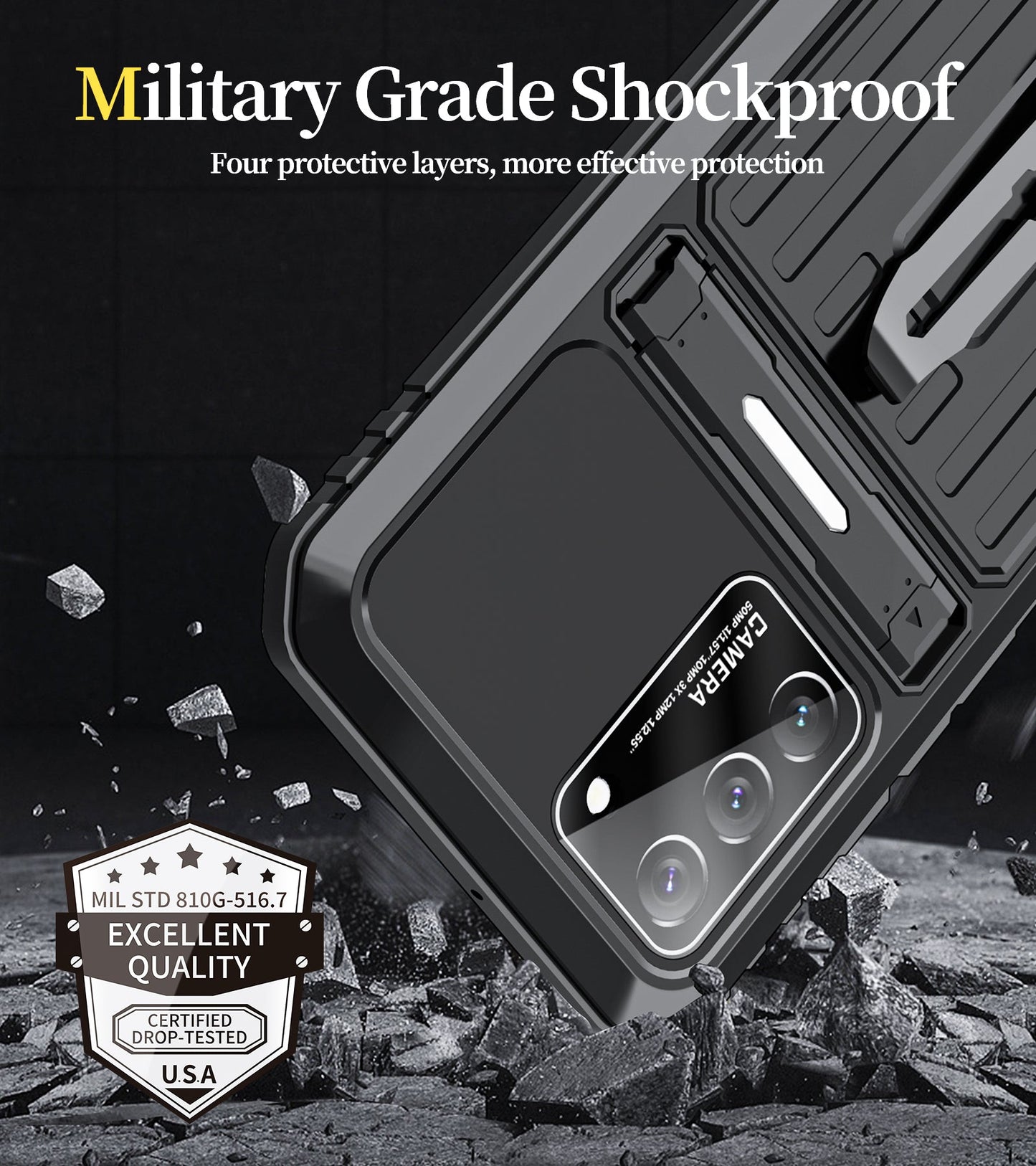Luxury Military Samsung Galaxy S23 Ultra Metal Armor Case Shockproof Cover Plus Back Clip Invisible Bracket