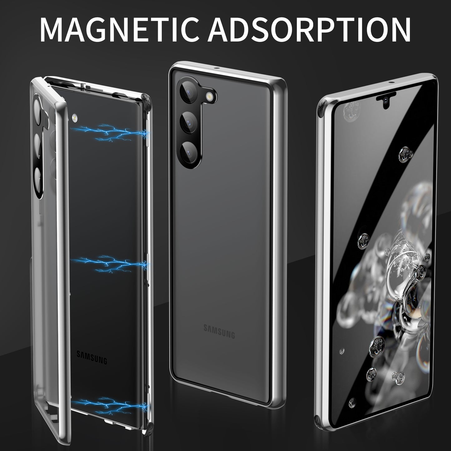 Luxury Anti-Peep Samsung Galaxy S23 Ultra Privacy Case Magnetic Adsorption Two Sided Temper Glass Plus 360 Protect Cover