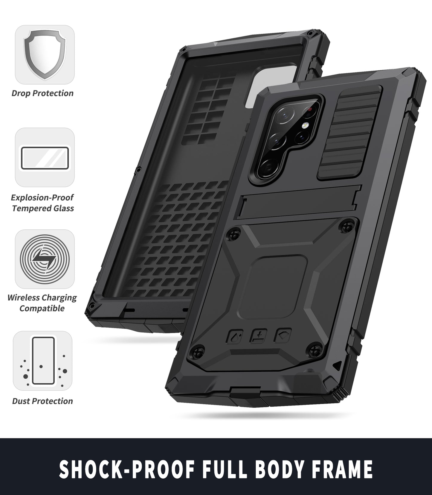 Luxury Samsung Galaxy S23 Ultra Heavy Duty Case Military Grade Rugged Armor Shockproof 360 Full Tough Cover Camera Protection