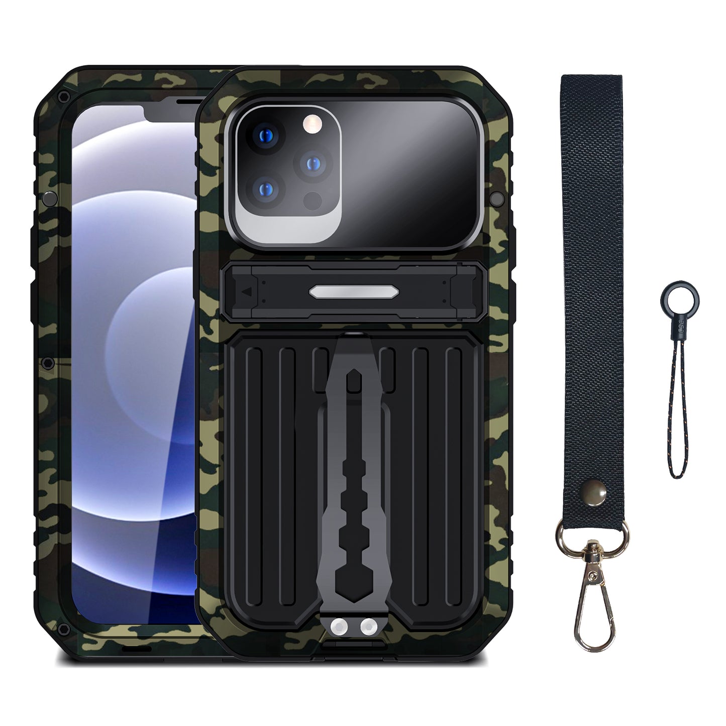 New Armor Cover iphone 12 Pro Max Military Case Apple 12 Shockproof Metal Back Clip Invisible Bracket