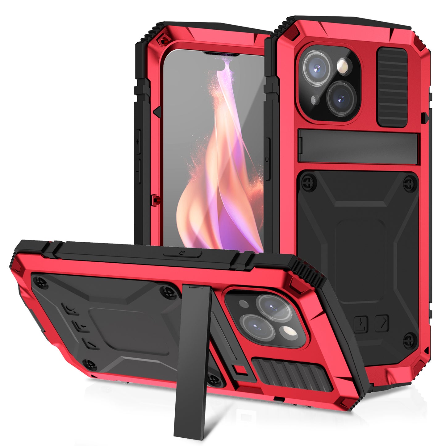 Luxury iPhone 15 Pro Max Military Rugged Armor Case Kickstand Cover 15 Plus Shockproof Camera Protection