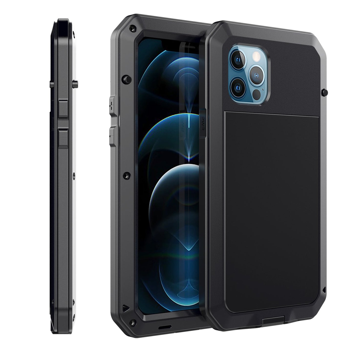 Luxury Doom Armor Case iphone 11 Pro Max Shockproof Dustproof Metal Aluminum Gorilla Glass 360 Full Body Cover Screws