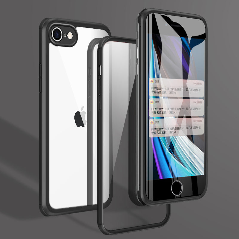 Luxury Apple iPhone 8 Plus Silicone Case SE 2020 Double Sided Tempered Glass Cover 360 Full Body Screen Protector
