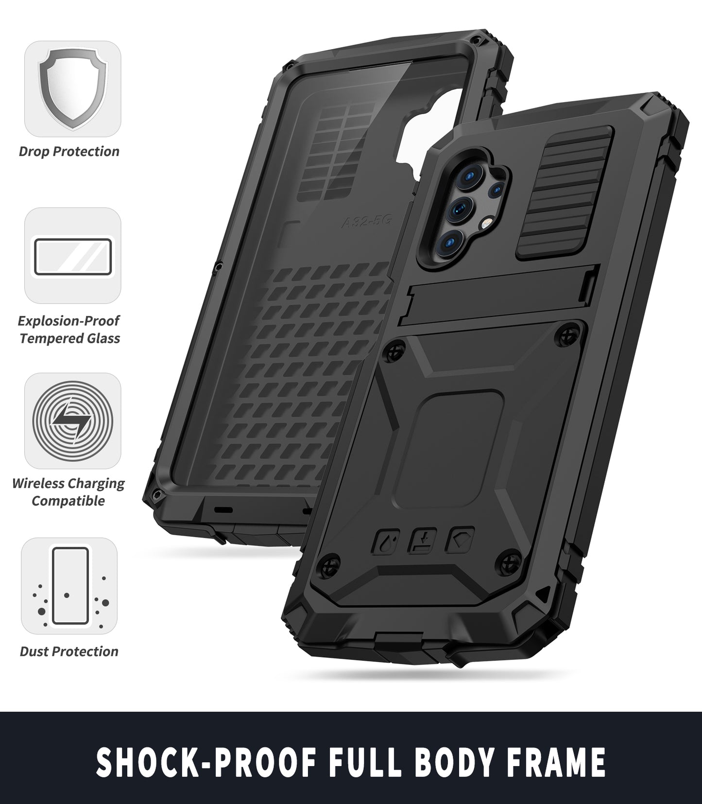 Luxury Samsung Galaxy A32 5G Heavy Duty Case A32 4G Military Grade Rugged Armor Shockproof 360 Full Cover Camera Protection