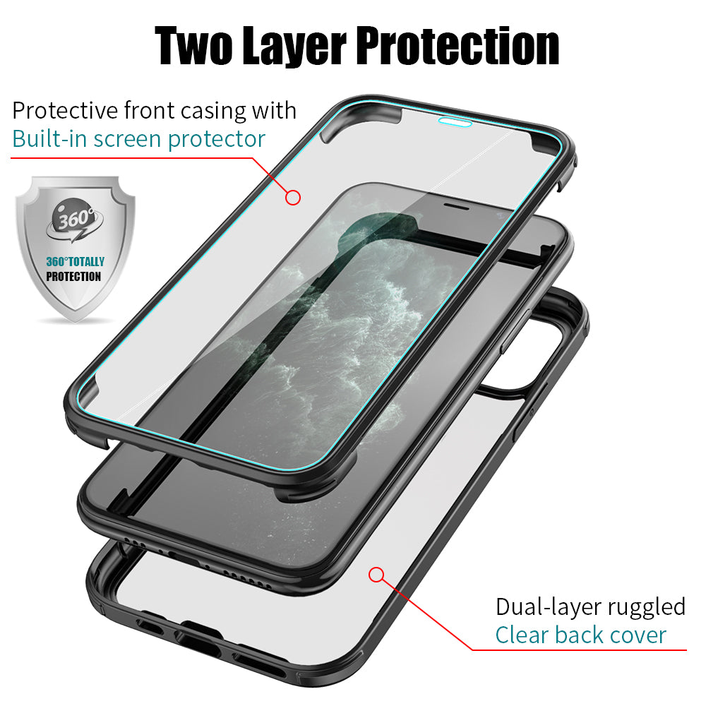 iPhone 11 Pro Max Silicon Case Double Sided Tempered Glass Cover 360 Full-Body Screen Protector