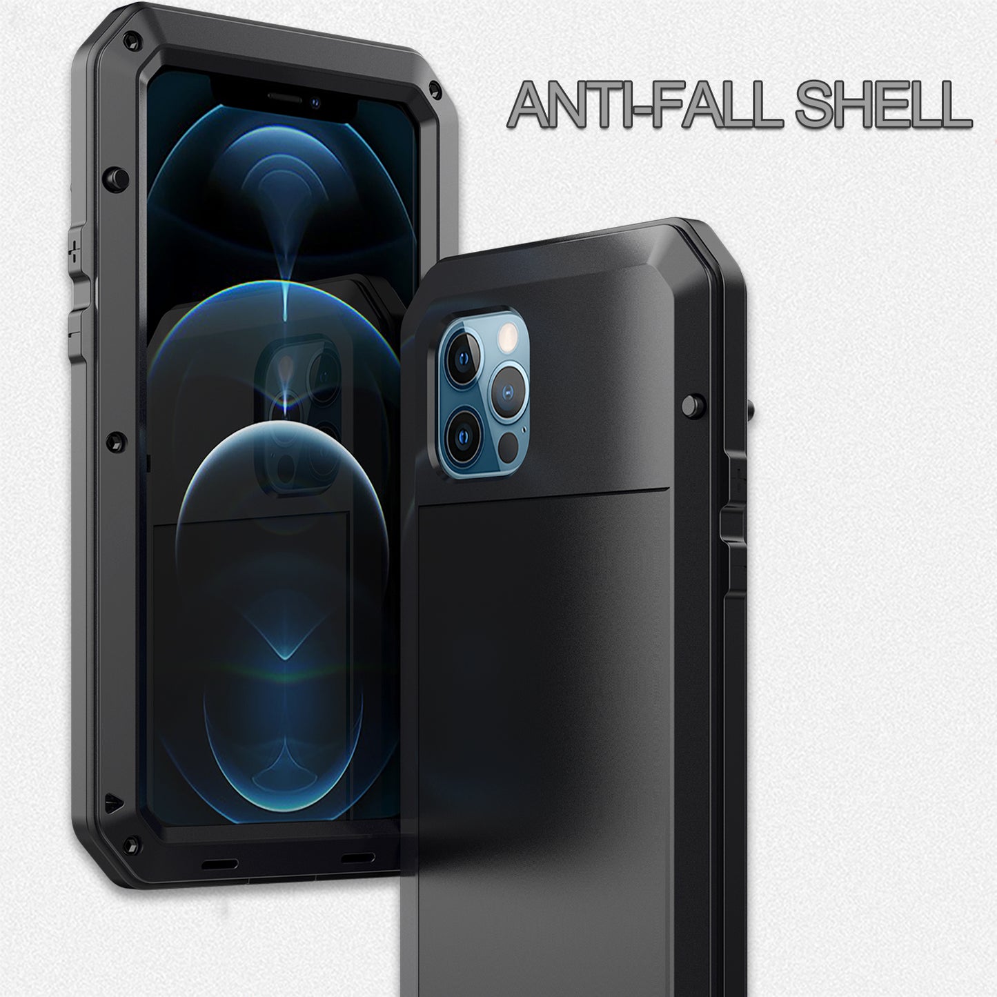 Luxury Doom Armor Case iphone 12 Pro Max Shockproof Dustproof Metal Aluminum Gorilla Glass 360 Full Body Cover Screws