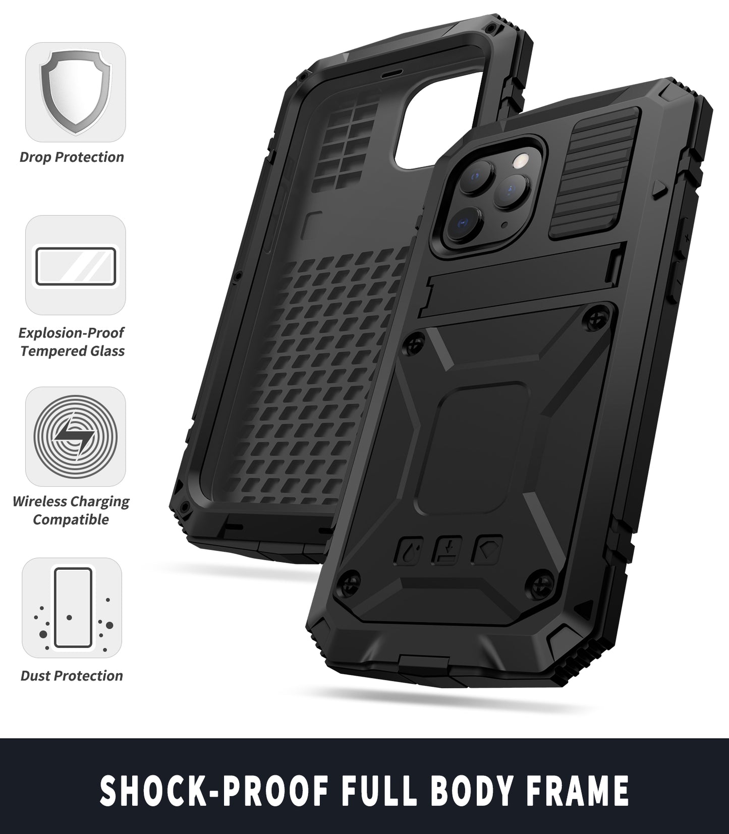 Luxury iPhone 12 Pro Max Heavy Duty Case Military Grade Rugged Armor Camera Protection Shockproof 360 Full Cover