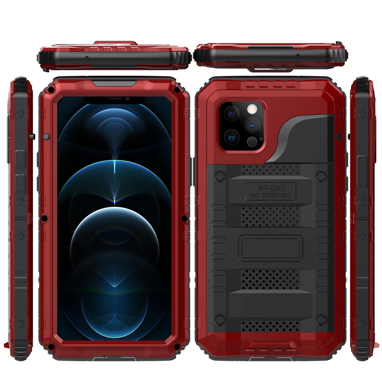 Luxury IP68 Waterproof Apple iPhone 12 Pro Max Gorilla Case Military Safeguard Outdoor Heavy Duty Metal Armor Cover