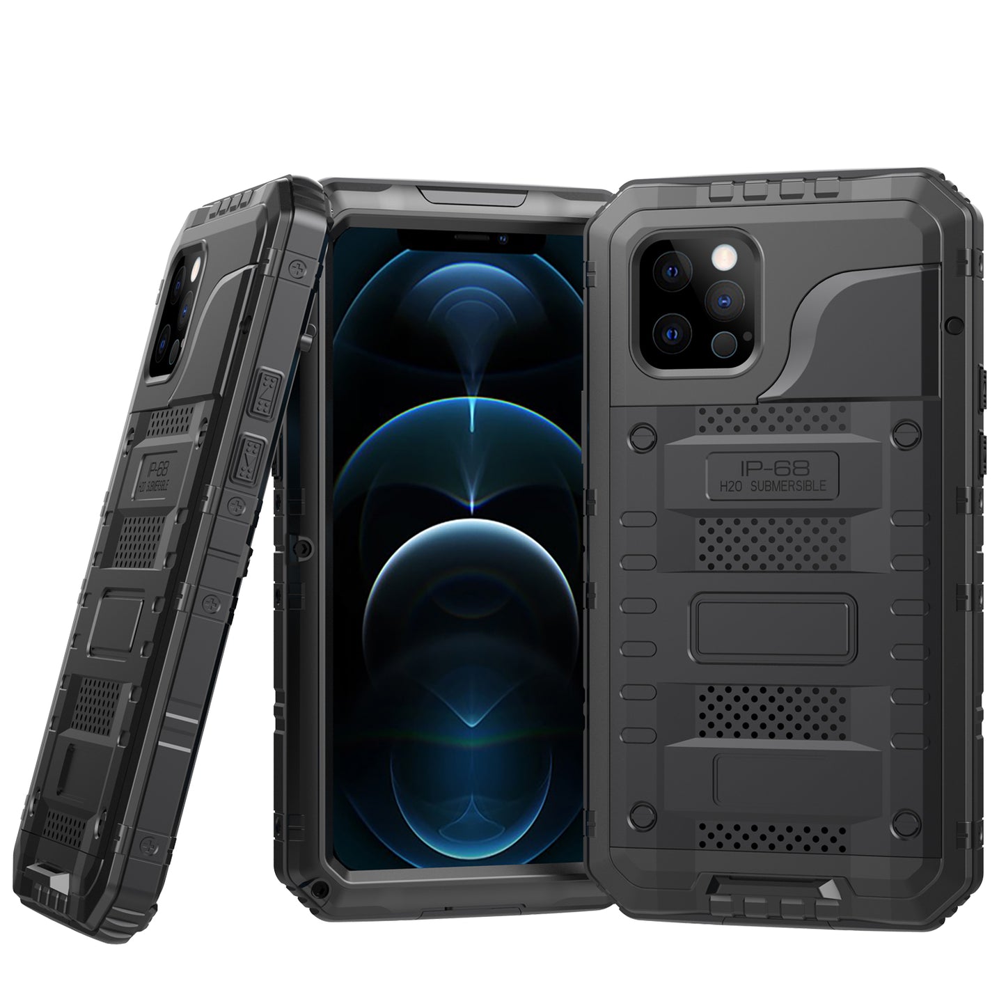 Luxury IP68 Waterproof Apple iPhone 12 Pro Max Gorilla Case Military Safeguard Outdoor Heavy Duty Metal Armor Cover