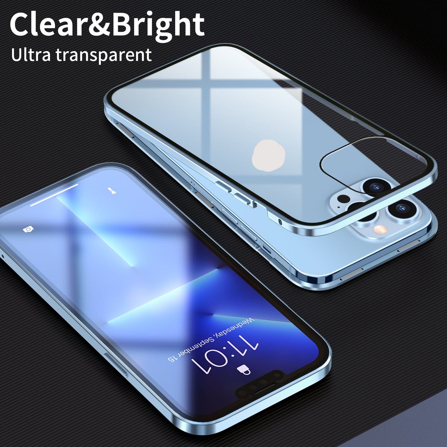 iPhone 13 Pro MAX Magnetic Adsorption Case 13 Mini High Clear Double Sided Tempered Glass Cover