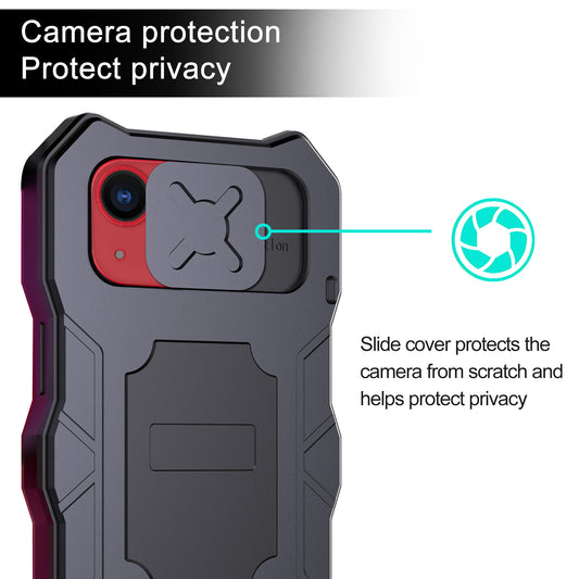 Luxury Apple iPhone 13 Pro Max Military Case 12 Pro Rugged Armor Bumper Metal Aluminum Slide Camera Lens Cover Phone Kickstand