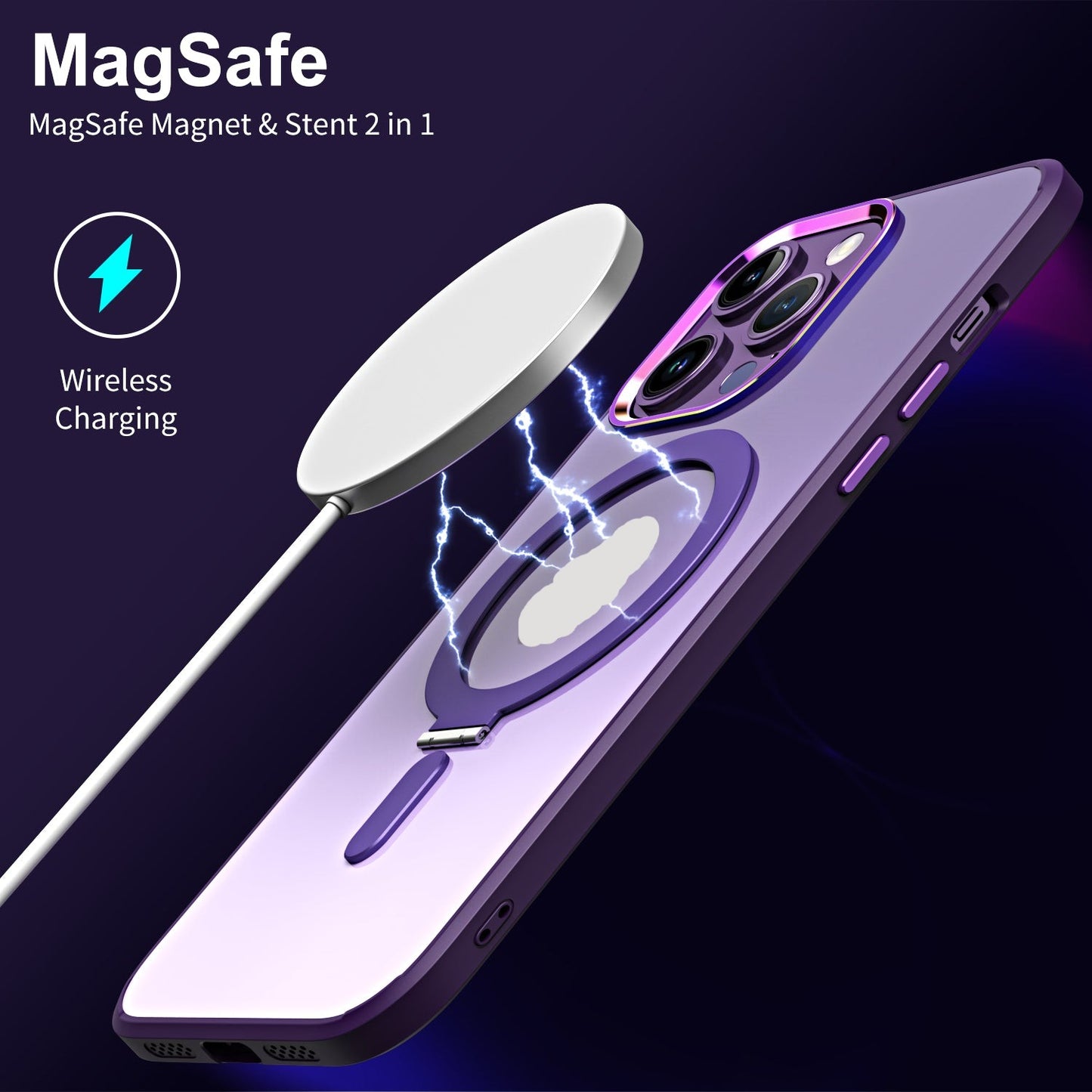 Magsafe Case iPhone 14 Pro Max Magnetic invisible Ring Holder Phone Cover Transparent Back