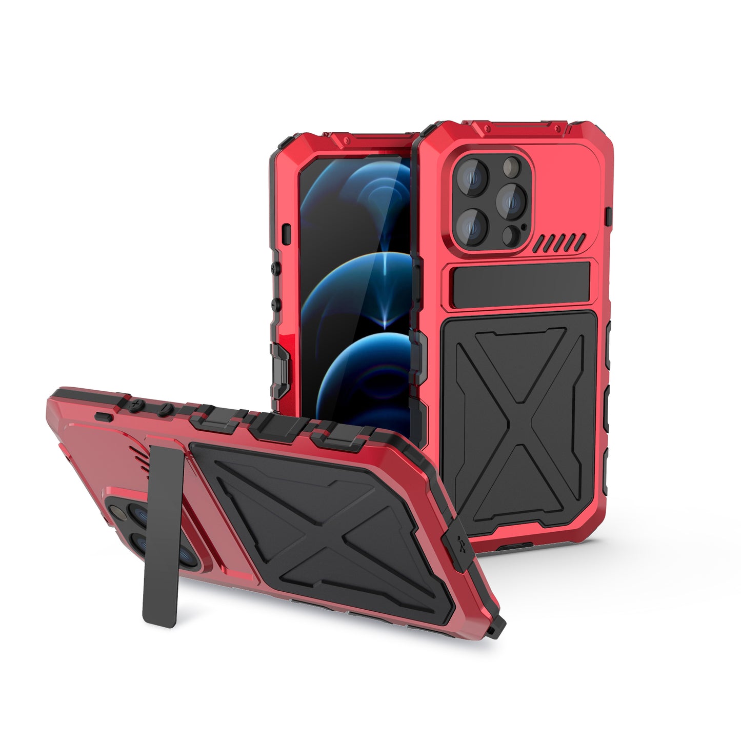 Luxury Military iPhone 14 Pro Max Kickstand Case Apple 14 Plus Wireless Charging Cover Lock Free Screw