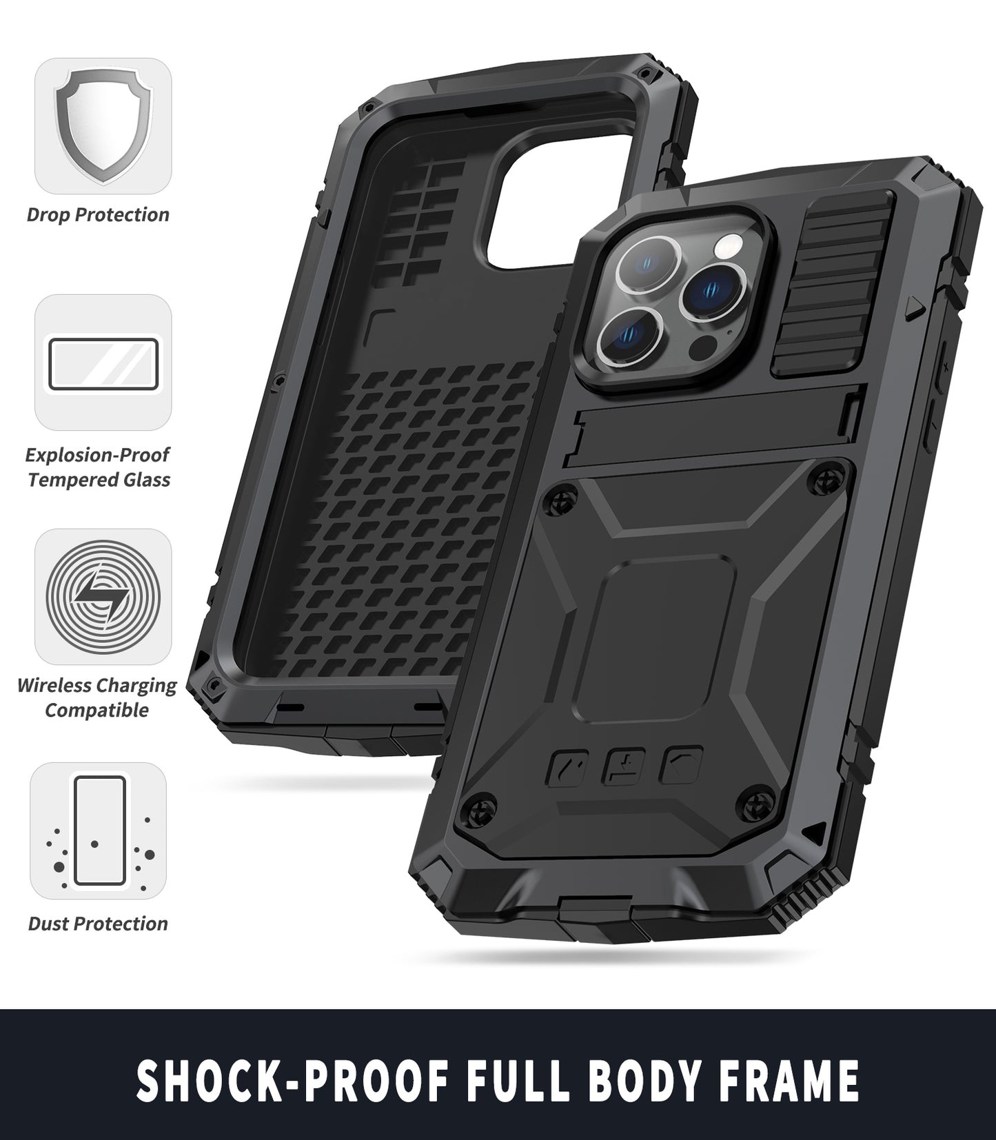 Apple iPhone 14 Pro Max Military Case Heavy Duty Kickstand Cover 14 Plus Rugged Armor Shockproof Camera Protection