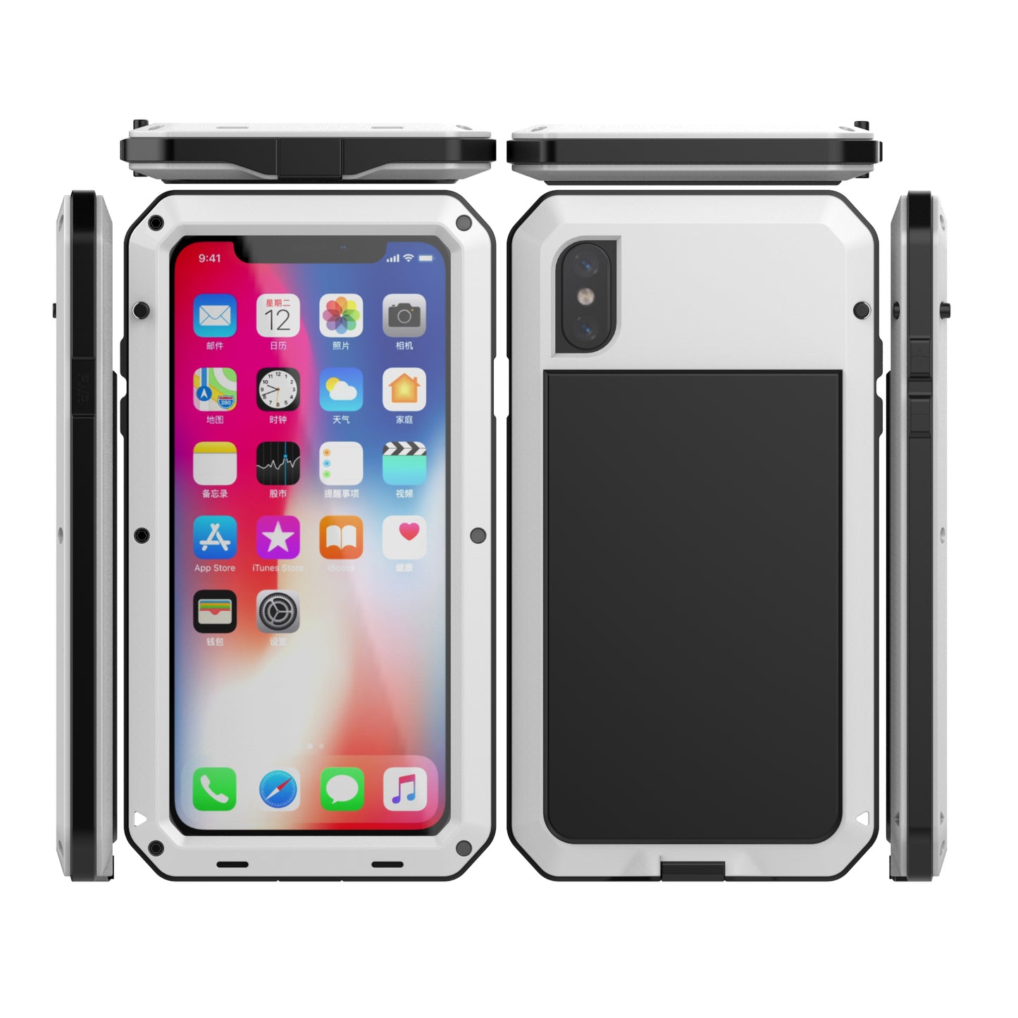Luxury Doom Armor Case iphone XS Max Shockproof Dustproof XR Metal Aluminum Gorilla Glass 360 Full Body Cover Screws