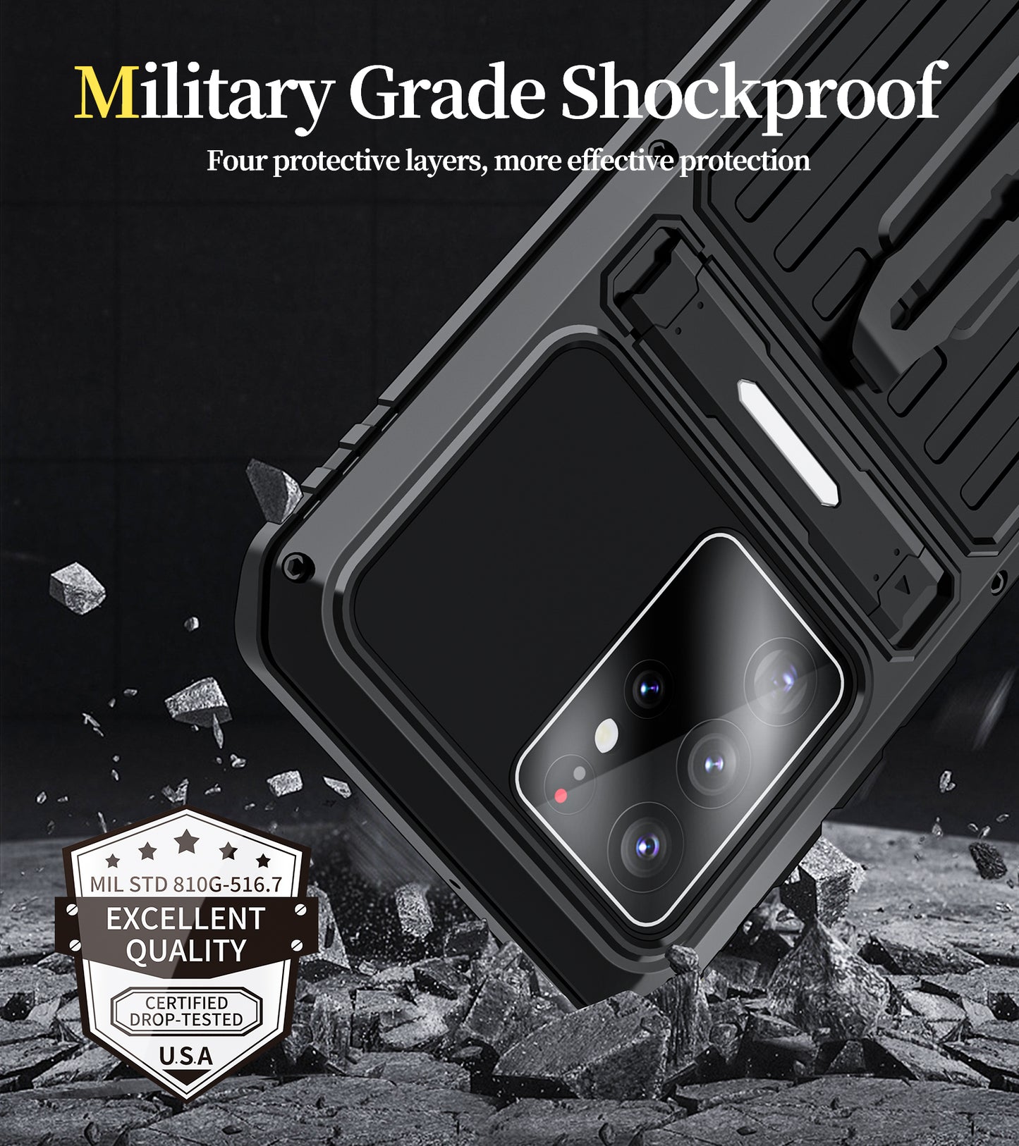 Military Case Samsung S21 Ultra Metal Armor Cover Shockproof Galaxy S21 FE Back Clip Invisible Bracket