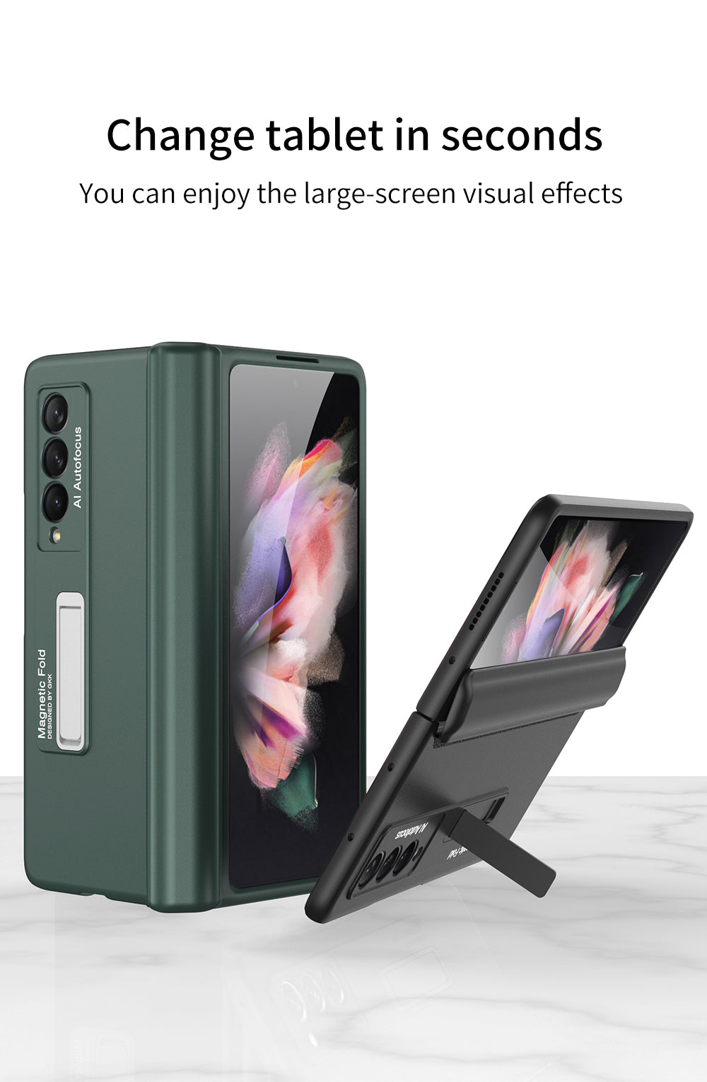 Luxury Samsung Galaxy Z Fold 3 Case Magnetic Hinge Bracket Stand Flip Hard Cover