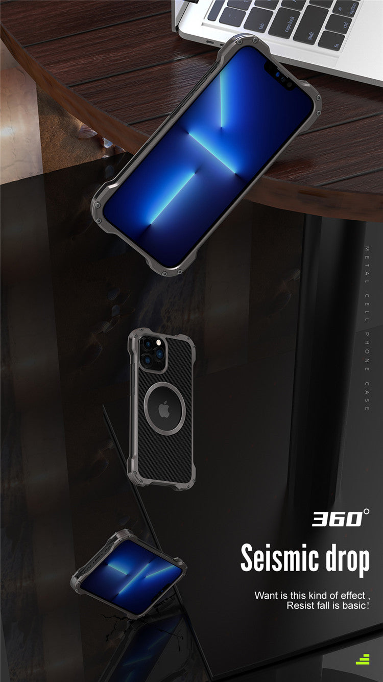Luxury Black Hole iPhone 13 Pro Max Carbon Fiber Case Metal Apple 12 Mini Phone Bumper Lens Protection Cover