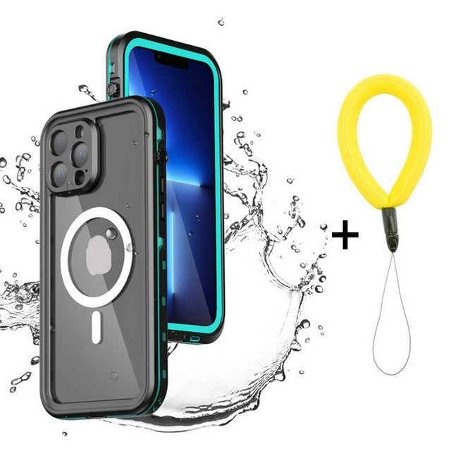 Luxury iPhone 13 Pro Max IP68 Waterproof Magsafe Case Apple 13 Seal Cover 360 Full Body Protect