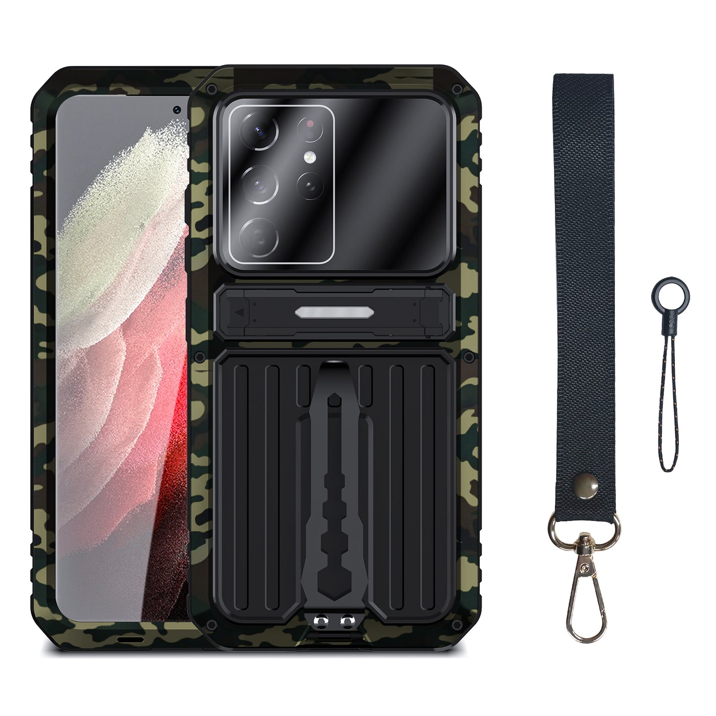 Military Case Samsung S21 Ultra Metal Armor Cover Shockproof Galaxy S21 FE Back Clip Invisible Bracket