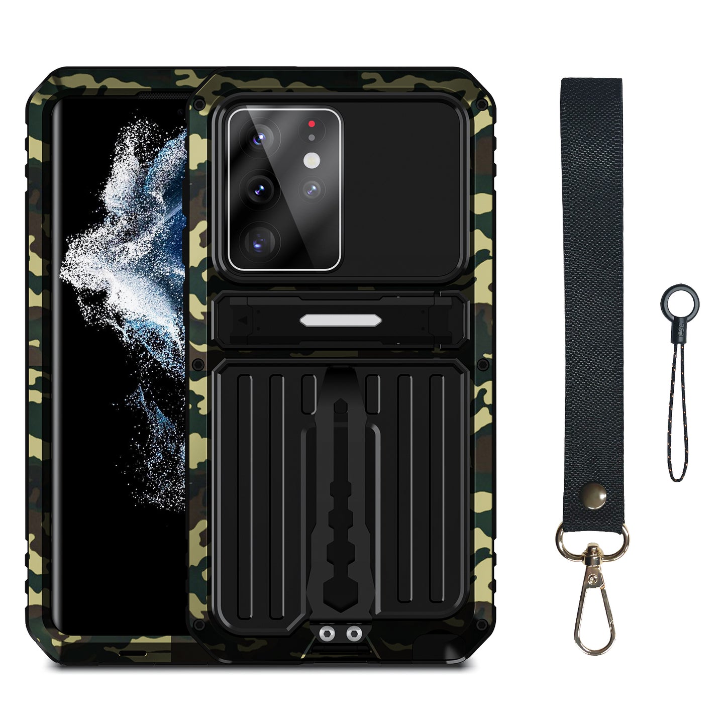 Military Case Samsung Galaxy S22 Ultra Armor Cover Shockproof Plus Metal Back Clip Invisible Bracket
